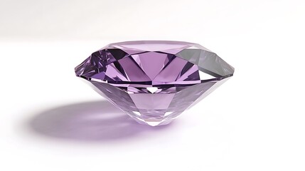 A large clear purple cutout diamond isolated on white surface.