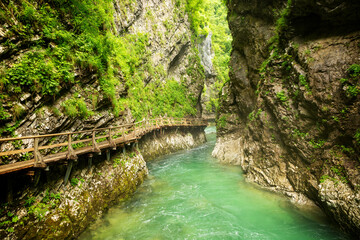 Beautiful Vintgar canyon in Slovenia