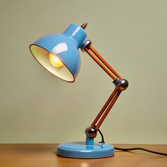 Blue Adjustable Desk Lamp on Grey Background