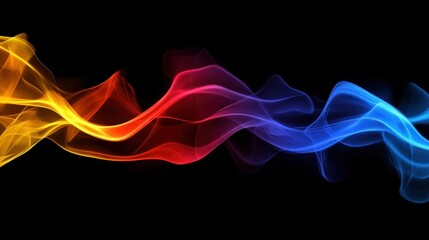 Fototapeta premium Abstract colorful smoke waves on black background.