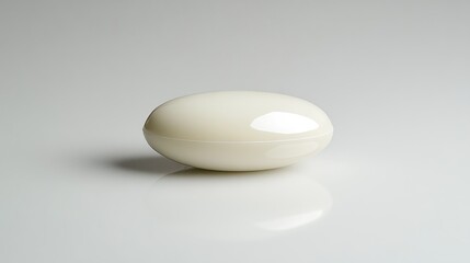 Single off-white oval soap on white background.