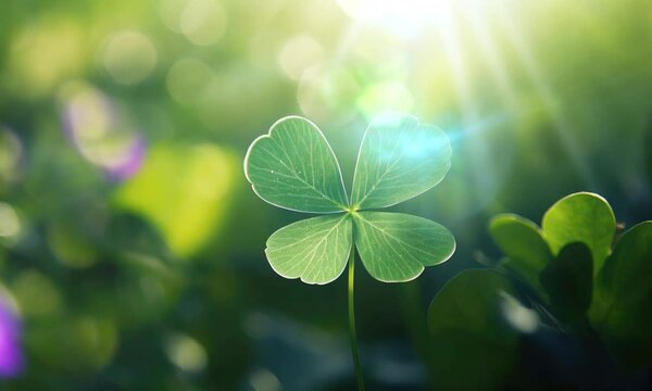 good luck clover leaf on green nature background in summer