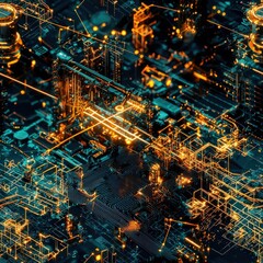 Futuristic airport security and logistics connection boarding infrastructure technology environment