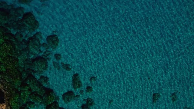 Aerial drone top town Cyprus crystal clear waters around the coast beautiful beaches Aya napa