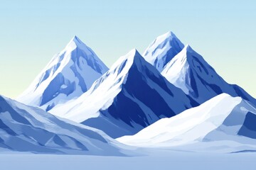 Fototapeta premium Stunning snow-capped mountains rise against a clear blue sky, embodying the majesty of winter landscapes.
