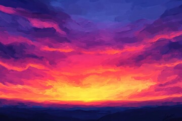 A stunning sunset with vibrant hues of orange, pink, and purple lighting up the sky.