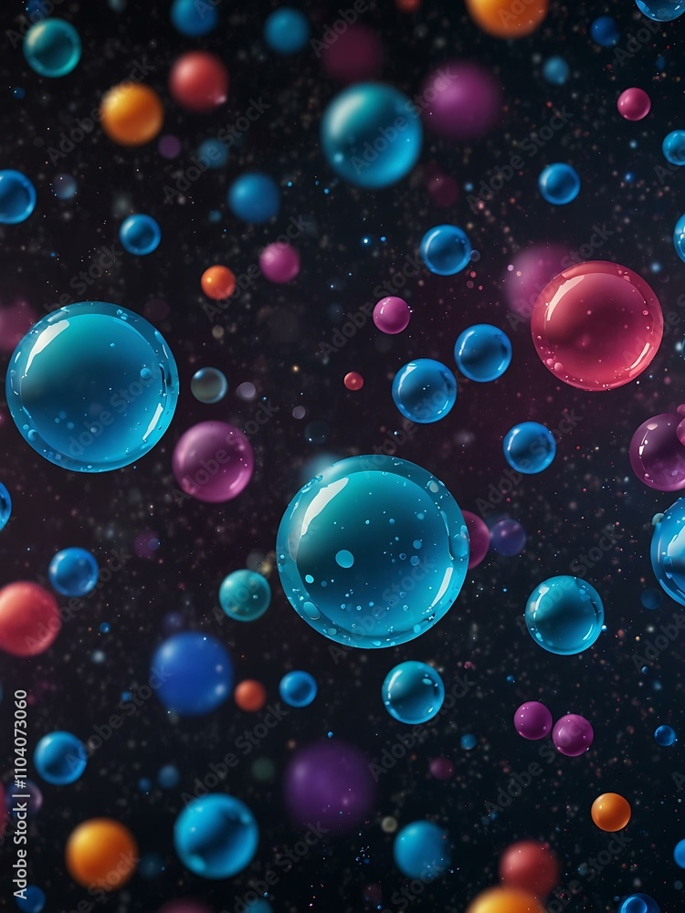 Poster abstract background filled with floating bubbles.