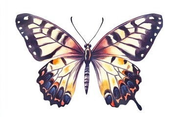 Fototapeta premium A colorful butterfly perched on a clean white surface