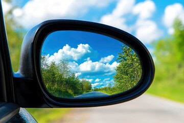 Fototapeta premium side of the rearview mirror on a car. 