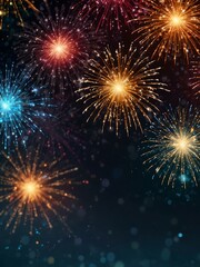 Fototapeta premium Abstract background with fireworks and bokeh for New Year’s Eve.