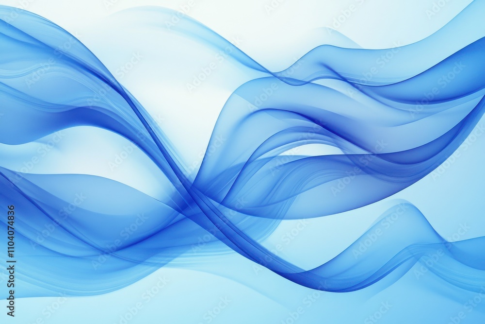 Poster flowing blue waves create a serene and calming abstract background.