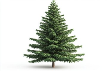 A lush green pine tree with dense foliage against a white background, symbolizing nature's beauty and resilience.