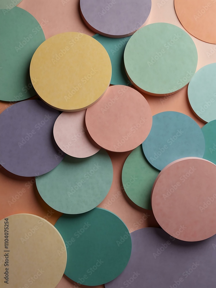 Poster abstract background with pastel circular cutouts and space for text.