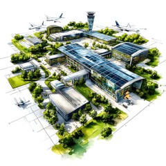 Innovative airport security and logistics infrastructure enhancing connection and boarding process