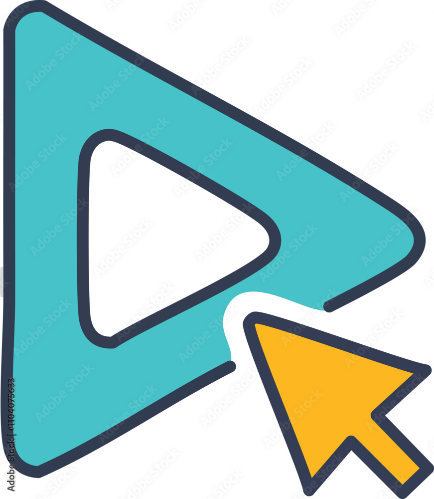 Poster play button click icon. start video concept. click to initiate media playback. simple, modern design