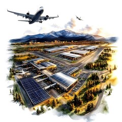 Ecofuturistic airport security and logistics a modern aerial view of boarding infrastructure