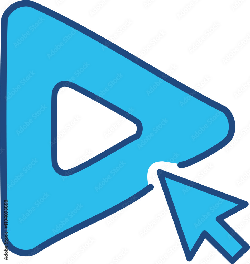 Poster play button click icon. digital media start; click to play; video launch; online content access; ins