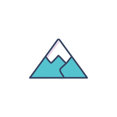 Snowy mountain peak icon. Simple mountain illustration; symbolizes achievement, challenges overcome, and reaching the summit.