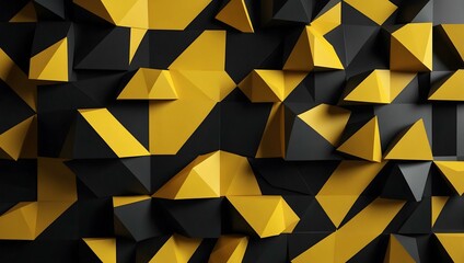 Abstract black and yellow geometric digital background.