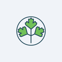 Cilantro herb icon. Fresh cilantro sprig illustration, symbolizes growth, nature, and culinary freshness.