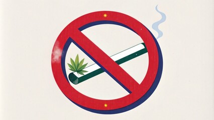 Fototapeta premium A Creative No Smoking Sign Featuring a Canceled Cigarette with Cannabis Symbolizing Anti-Smoking Campaign and Health Awareness