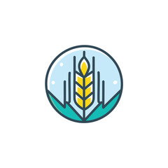 Golden wheat field logo. Harvest emblem, representing growth abundance and prosperity.  A symbol of nature's bounty.