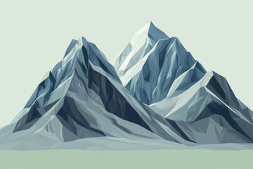 A serene depiction of majestic mountains in muted blue tones, showcasing their rugged peaks and serene beauty.