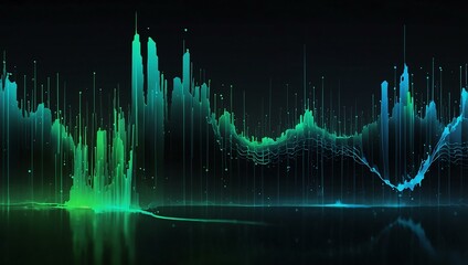 Abstract blue and green equalizer sound wave.