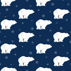Winter seamless pattern with bear and snowflakes. Christmas pattern
