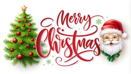 Christmas Greeting with a Cheerful Santa and Vibrant Tree, Perfect for Holiday Celebrations and Seasonal Decorations