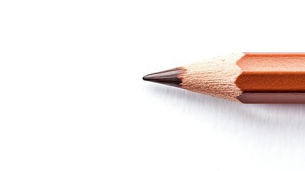 Close-up of a sharpened orange and gray pencil.