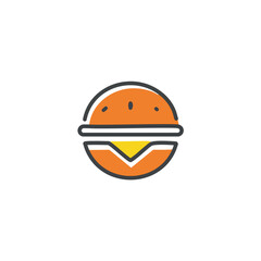 Cheeseburger icon design. Delicious burger illustration;  tasty food symbol.  Perfect for menus or apps.