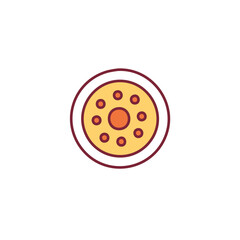 Circular data center icon. Abstract digital network graphic. Represents connection,  communication, and data flow.