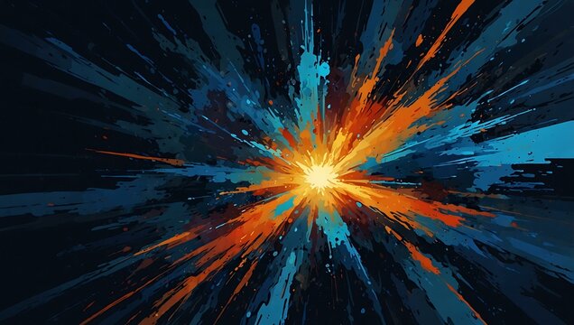 Abstract blue explosion artwork.
