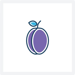 Purple plum fruit icon. Delicious plum illustration, perfect for healthy eating concepts.  Represents freshness and natural goodness.