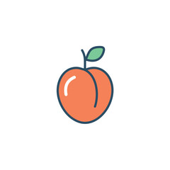Fresh peach fruit icon. Juicy peach illustration, perfect for summer recipes or healthy eating content. Represents freshness and sweetness.
