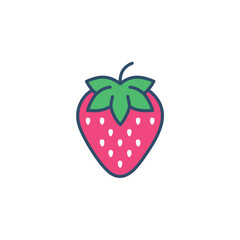 Fresh strawberry icon. Sweet red berry image.  Represents summer, health, and sweetness.