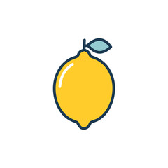 Fresh lemon fruit icon. Yellow citrus fruit graphic; symbolizes freshness, vitality, and zest.