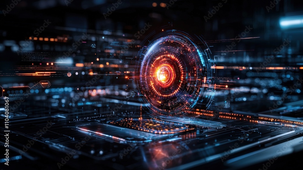 Poster Futuristic visualization of modern governance in a high-tech digital realm an abstract viewpoint concept