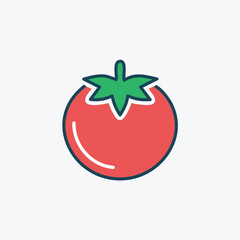 Fresh red tomato icon. Juicy tomato illustration perfect for food blogs, recipes, and healthy eating projects. Represents freshness and nutrition.