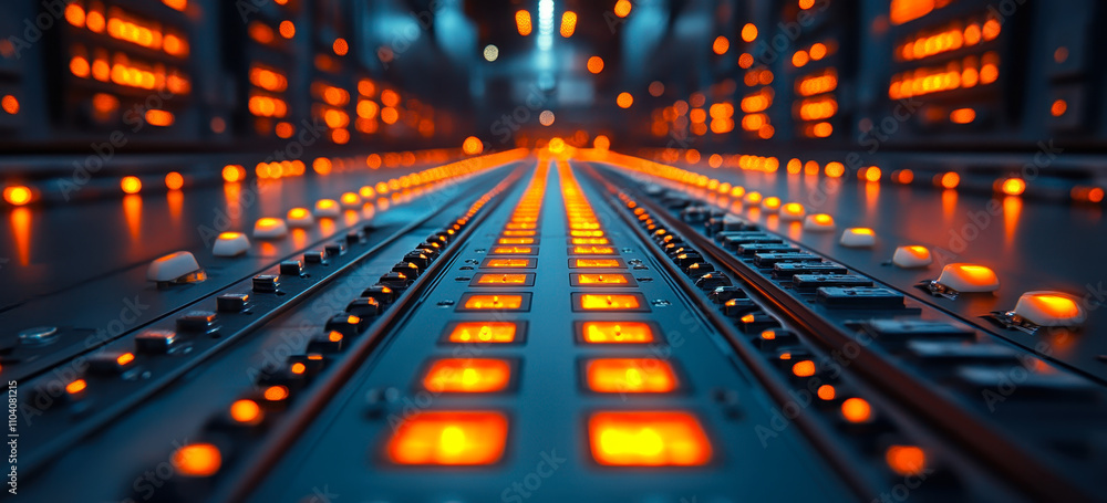Aufkleber illuminated control panel of advanced digital switching board in modern technology environment