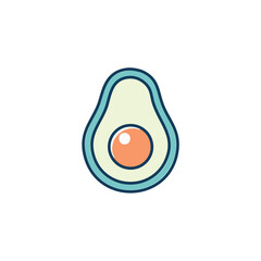 Avocado half illustration. Healthy food icon, vibrant colors.  Represents freshness and nutrition.