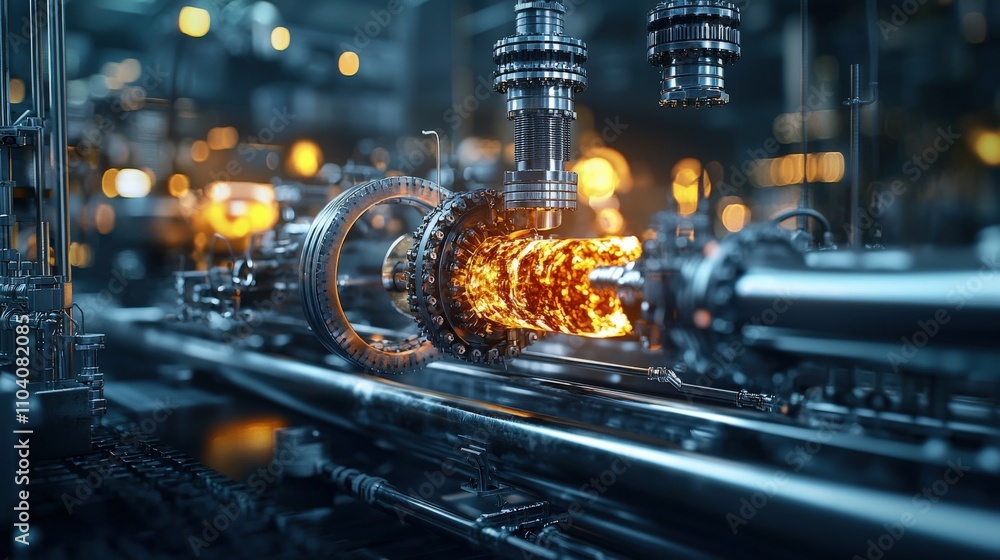 Aufkleber transforming industrial machinery close-up view of energy flow and engineering innovations on the fa