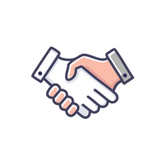 Handshake agreement icon. Partnership symbol, collaboration, deal, unity, teamwork success.  Shows mutual trust and commitment.