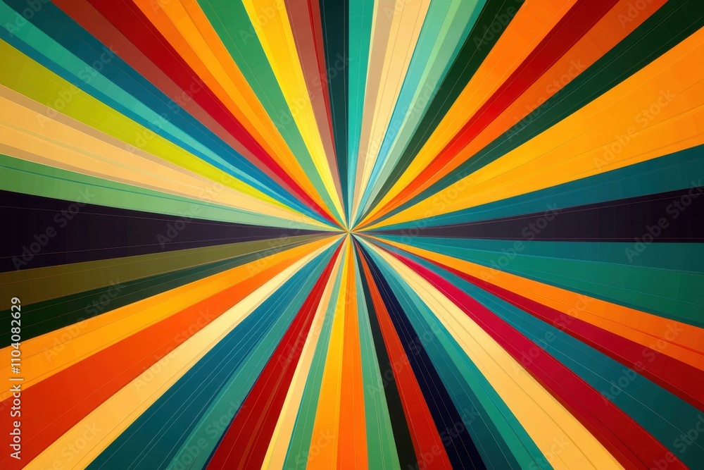 Poster an abstract burst of vibrant colors radiating outwards, creating a cheerful and dynamic atmosphere.