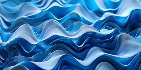 Obraz premium Abstract layered blue wave pattern with fluid, flowing curves and gradients