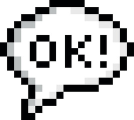 A pixelated OK sign with a white background