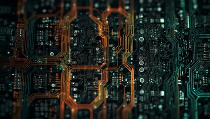 Fototapeta premium Abstract circuitry highlighting technological beauty.