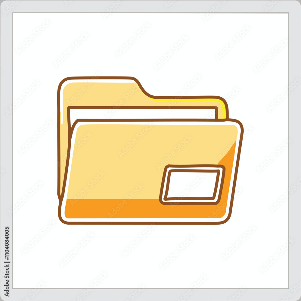 Poster digital file folder icon. yellow file folder icon; symbolizes organization, storage, and digital dat