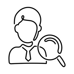 Monoline Test Person Icon. Simple Line Male Test Subject Icon. Minimalist Clinical Trial Participant Vector.